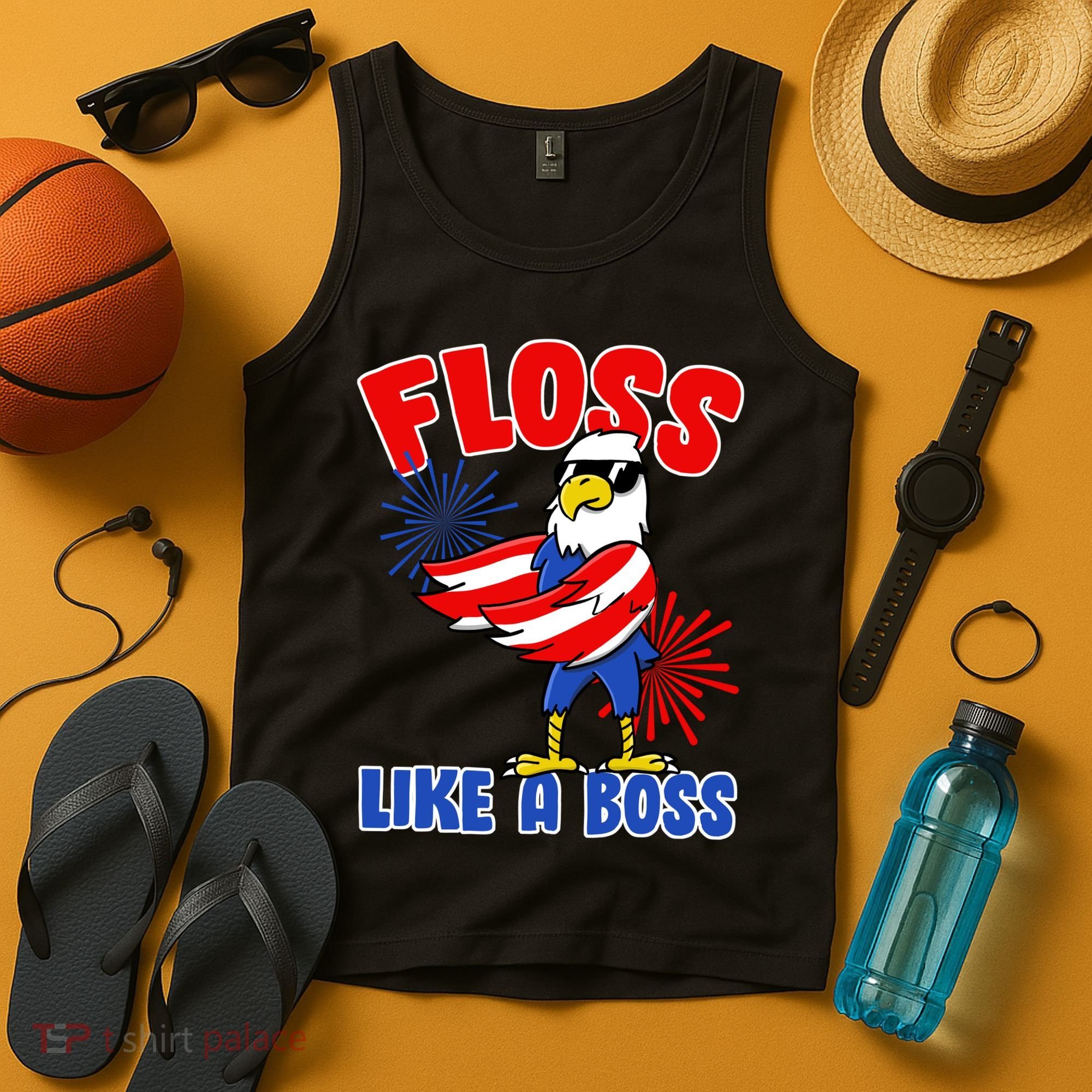 4th Of July Floss Like A Boss Eagle Tank Top