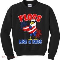 4th Of July Floss Like A Boss Eagle Kids Sweatshirt thumb 0