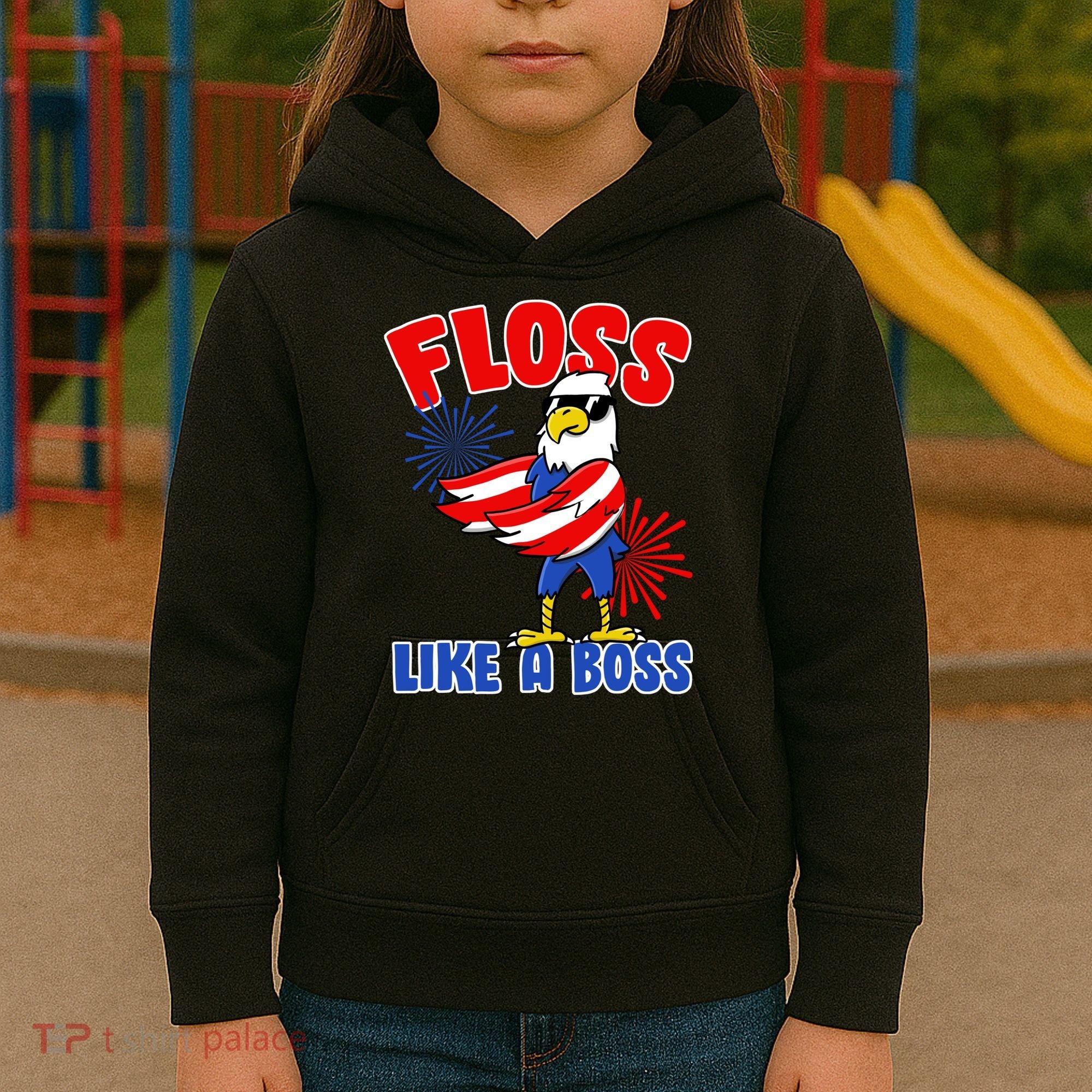 4th Of July Floss Like A Boss Eagle Kids Hoodie