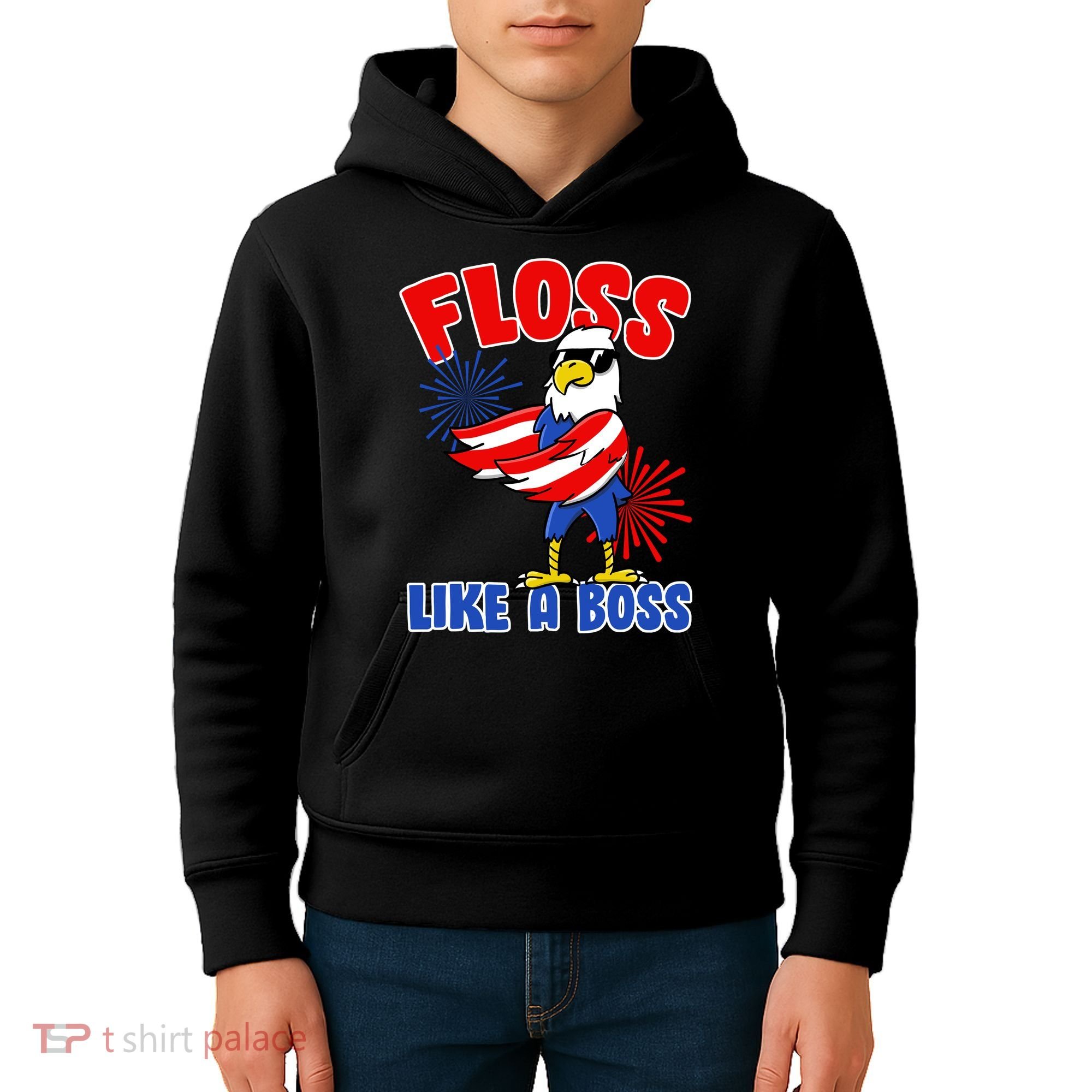 4th Of July Floss Like A Boss Eagle Kids Hoodie