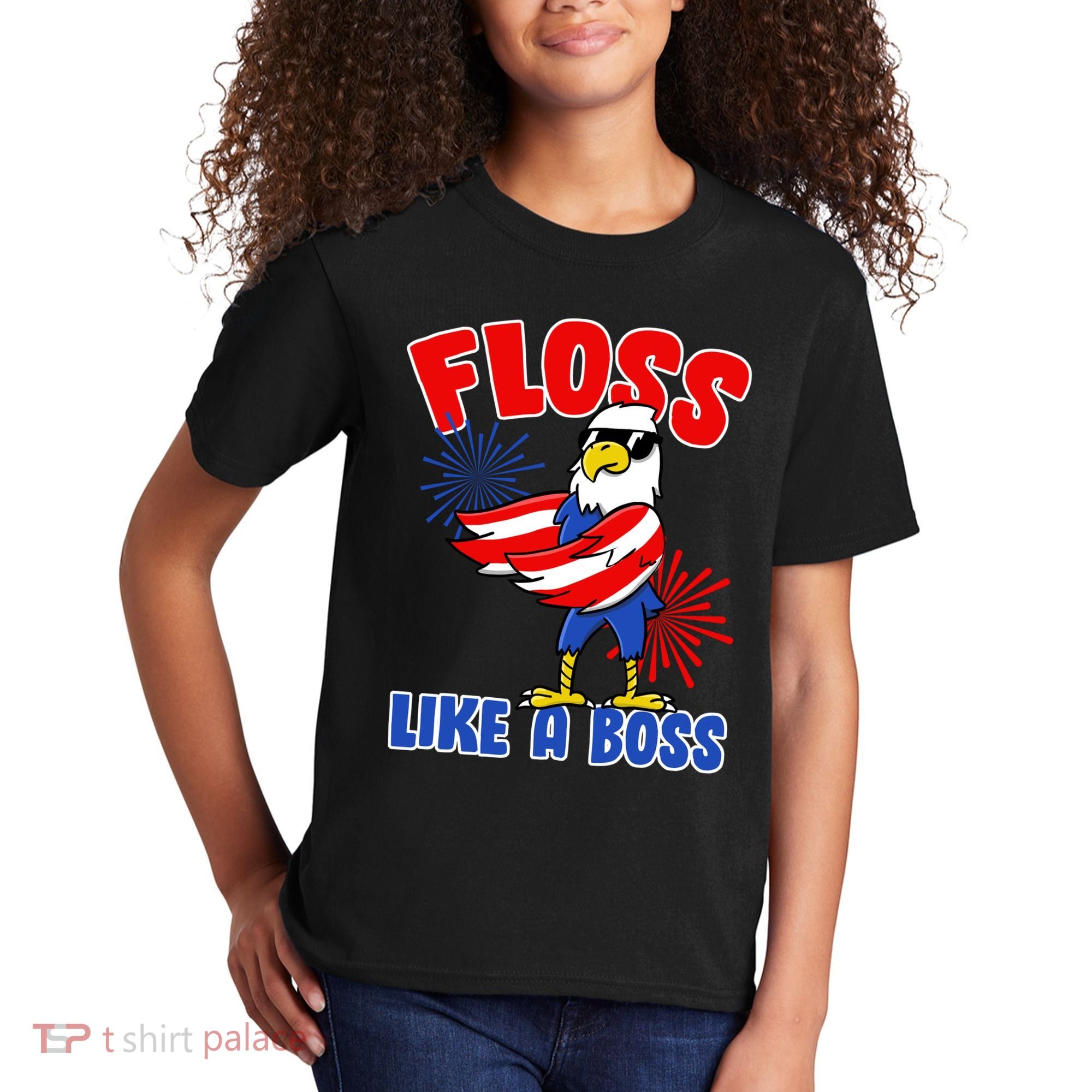 4th Of July Floss Like A Boss Eagle Kids T-Shirt