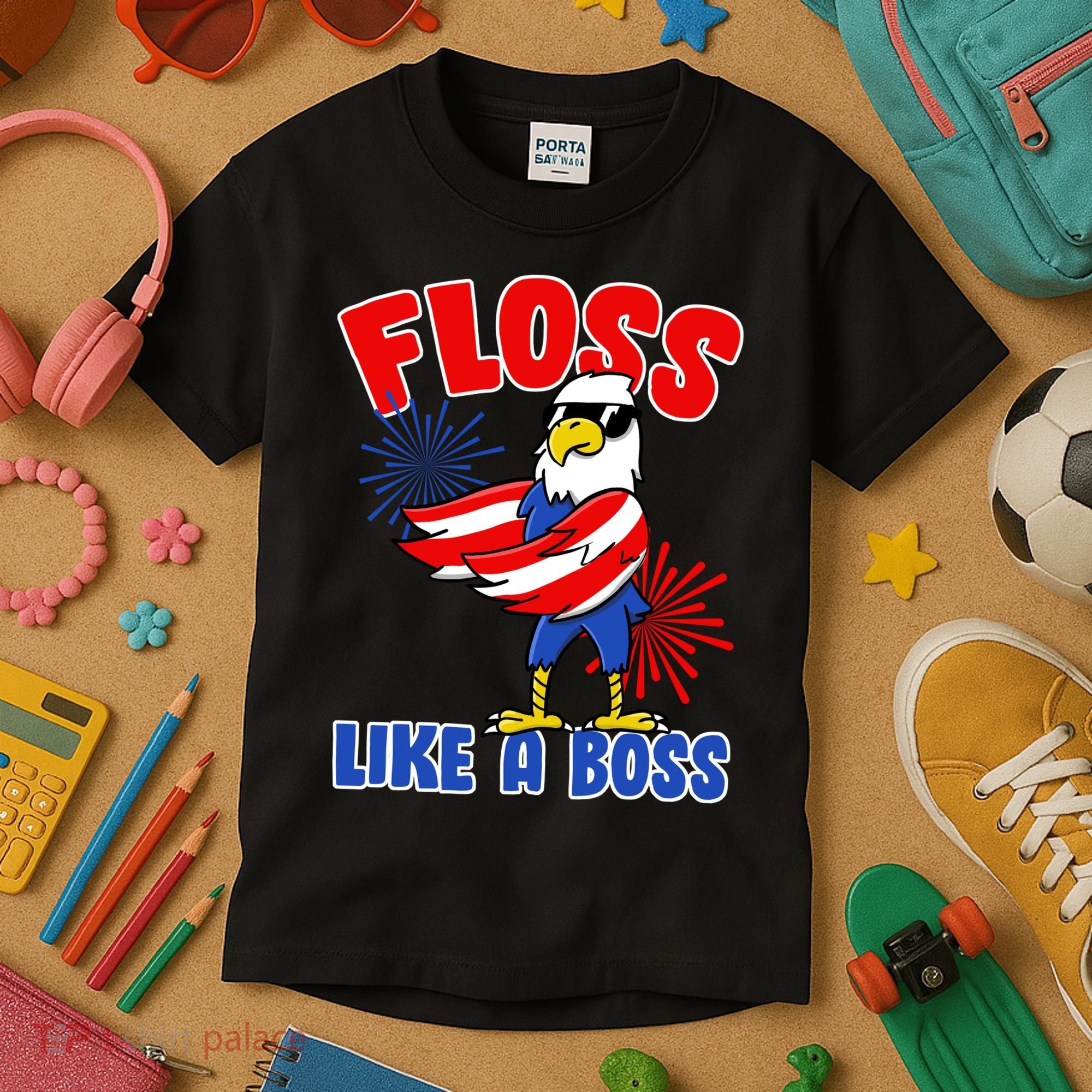 4th Of July Floss Like A Boss Eagle Kids T-Shirt