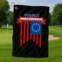 4th Of July Independence American Flag  Golf Towel thumb 1