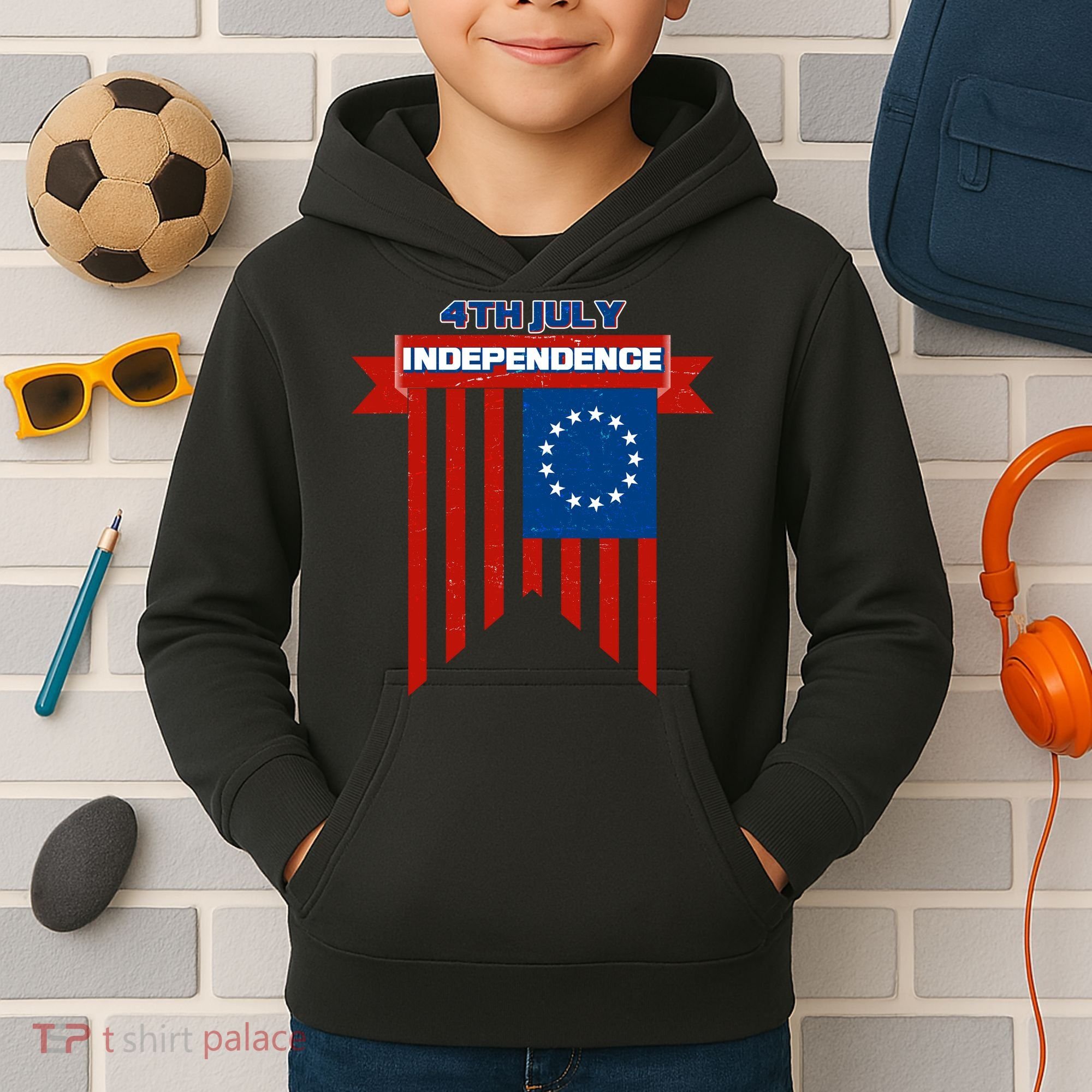 4th Of July Independence American Flag  Kids Hoodie