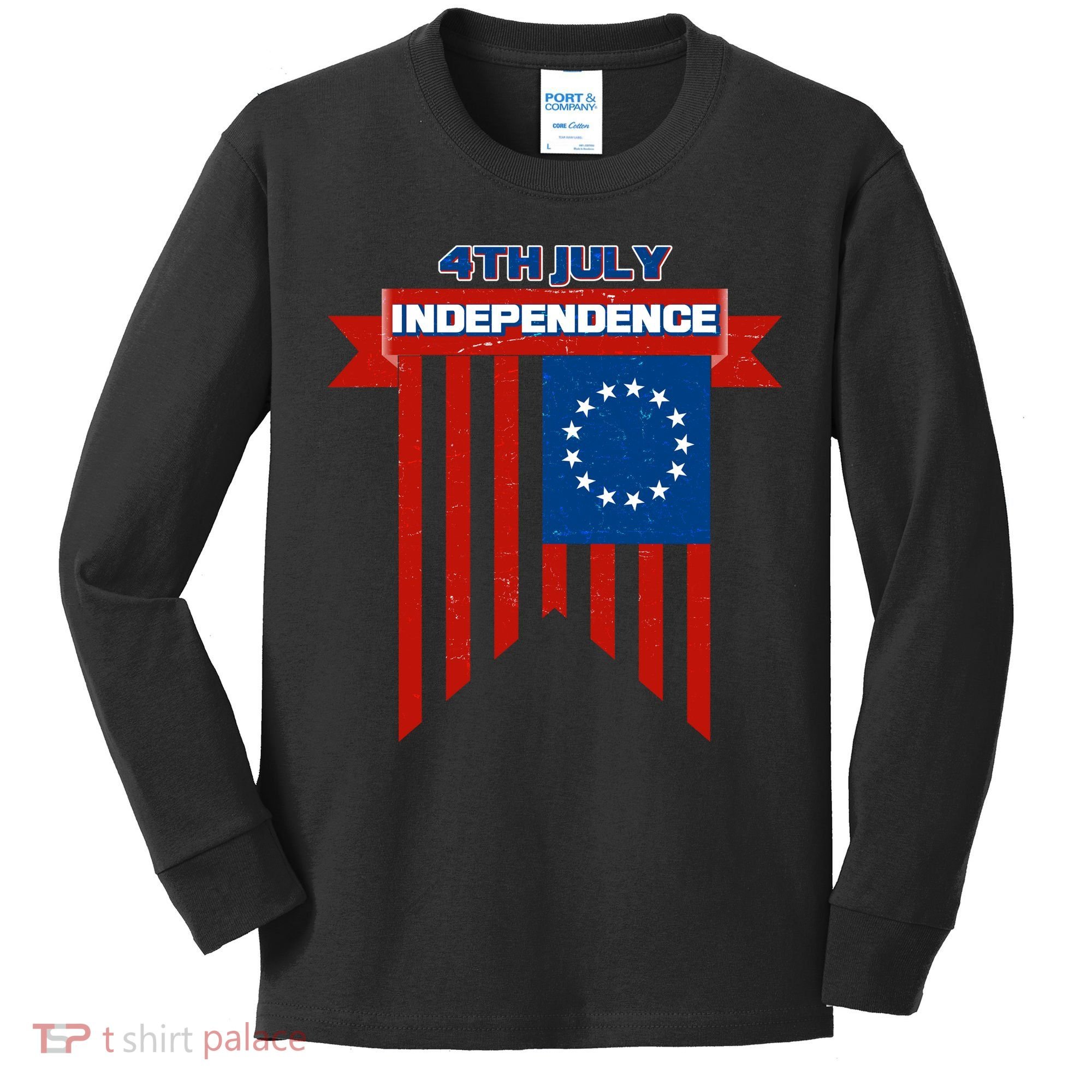 4th Of July Independence American Flag  Kids Long Sleeve Shirt