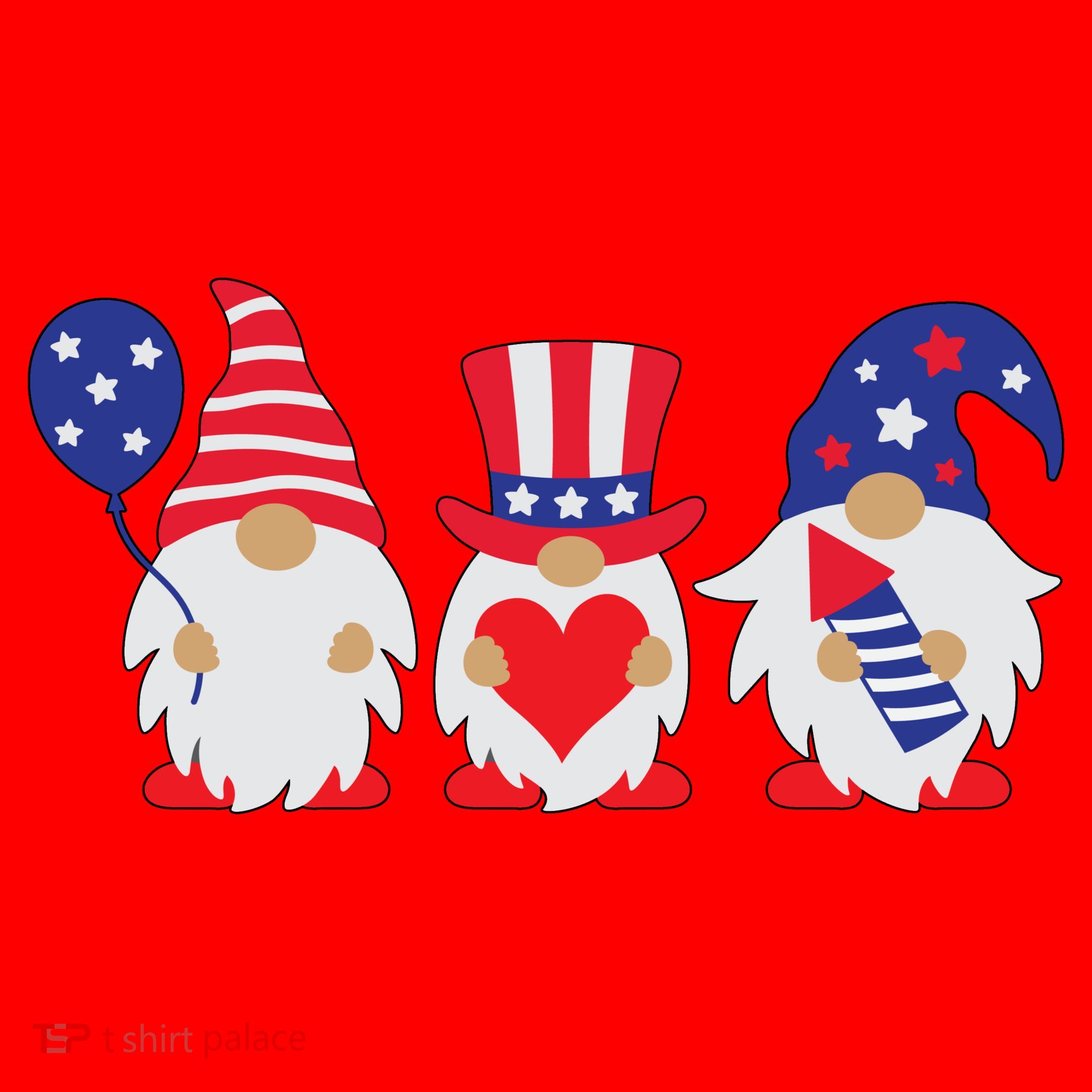 4th of July Lawn Gnomes USA Santa Hat