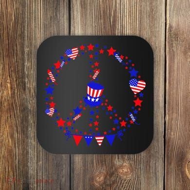4th Of July Patriotic Peace Sign Coaster