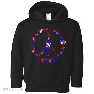 4th Of July Patriotic Peace Sign Toddler Hoodie