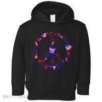 4th Of July Patriotic Peace Sign Toddler Hoodie thumb 0