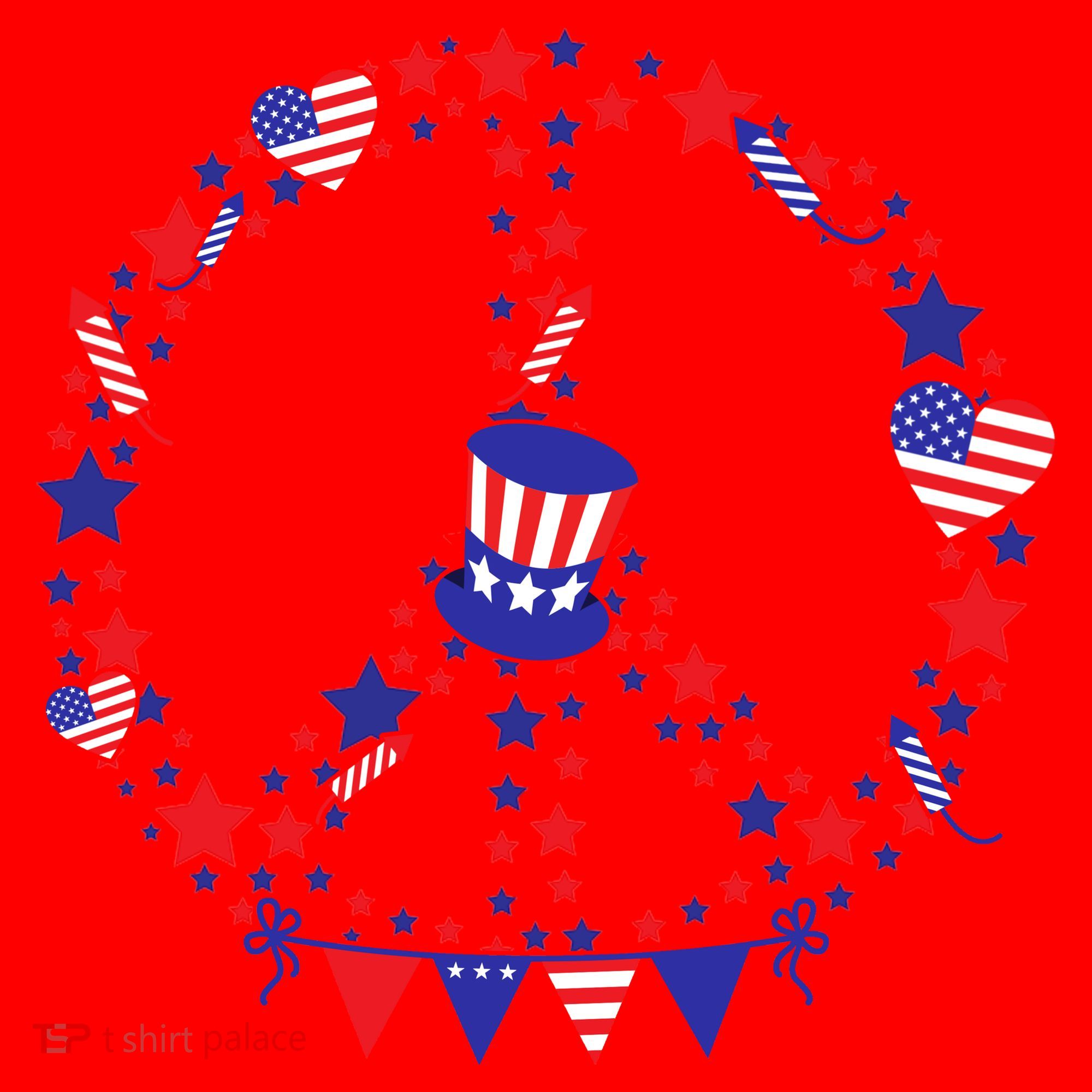 4th Of July Patriotic Peace Sign Santa Hat