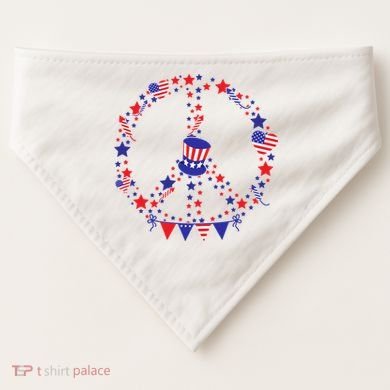 4th Of July Patriotic Peace Sign USA-Made Doggie Bandana