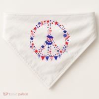 4th Of July Patriotic Peace Sign USA-Made Doggie Bandana thumb 0
