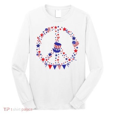 4th Of July Patriotic Peace Sign Long Sleeve Shirt