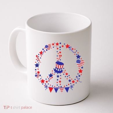 4th Of July Patriotic Peace Sign Coffee Mug