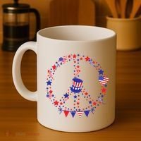 4th Of July Patriotic Peace Sign Coffee Mug thumb 4