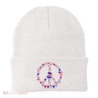 4th Of July Patriotic Peace Sign Beanie thumb 0