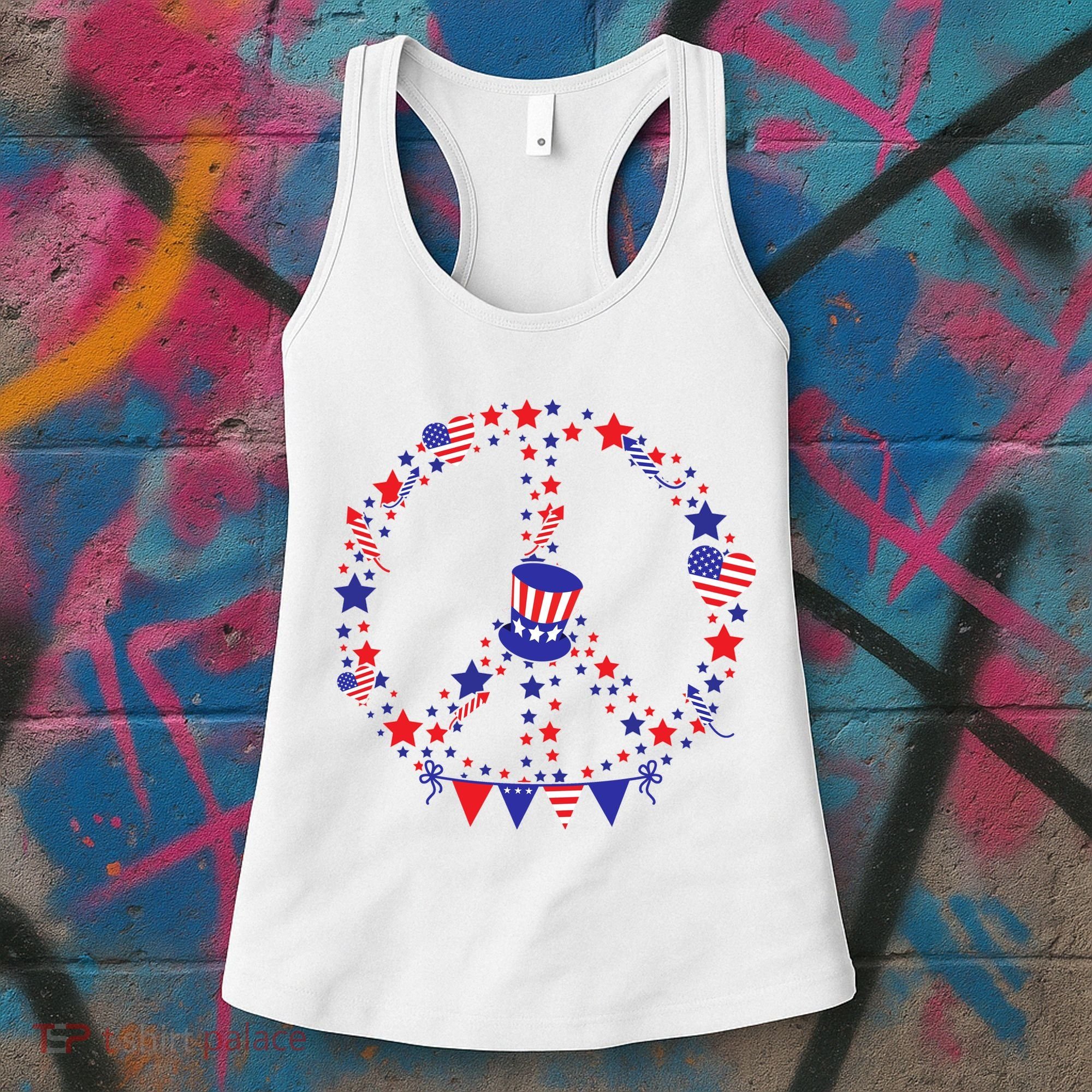 4th Of July Patriotic Peace Sign Women's Tank Top