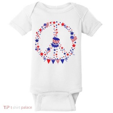 4th Of July Patriotic Peace Sign Baby Bodysuit