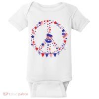 4th Of July Patriotic Peace Sign Baby Bodysuit thumb 0