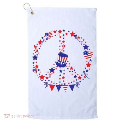 4th Of July Patriotic Peace Sign Golf Towel