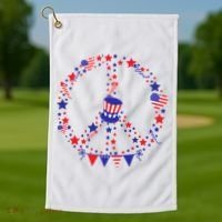 4th Of July Patriotic Peace Sign Golf Towel thumb 1