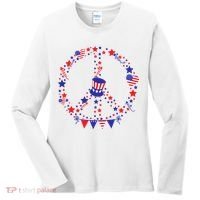 4th Of July Patriotic Peace Sign Women's Long Sleeve Shirt thumb 0