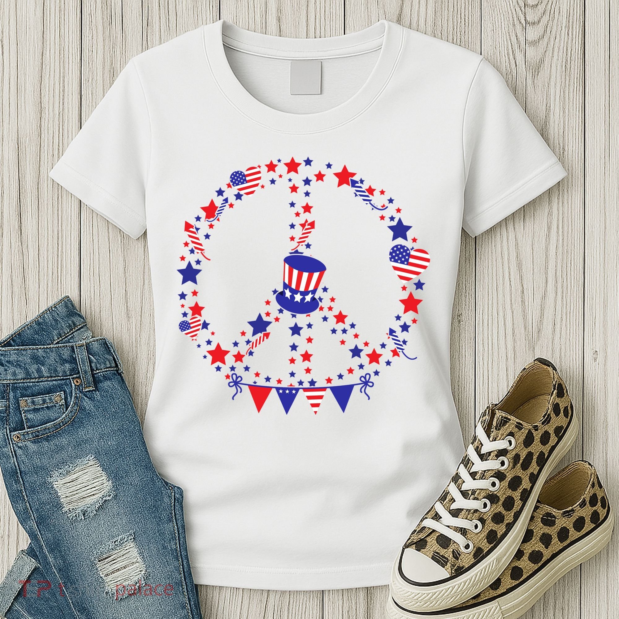 4th Of July Patriotic Peace Sign Women's T-Shirt
