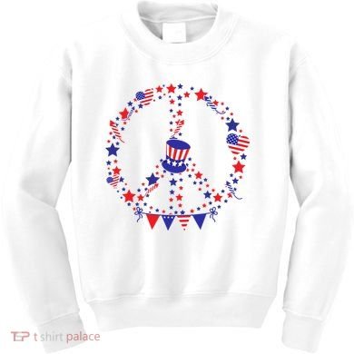 4th Of July Patriotic Peace Sign Kids Sweatshirt