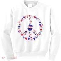 4th Of July Patriotic Peace Sign Kids Sweatshirt thumb 0