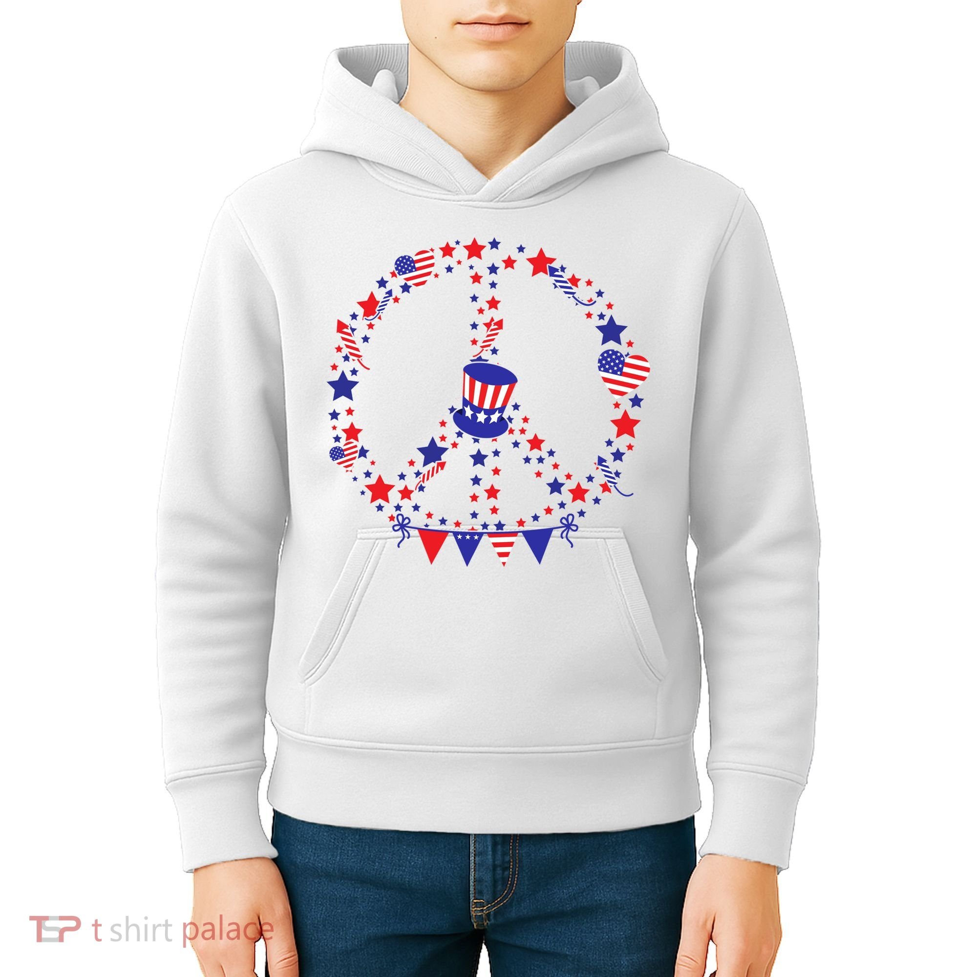 4th Of July Patriotic Peace Sign Kids Hoodie