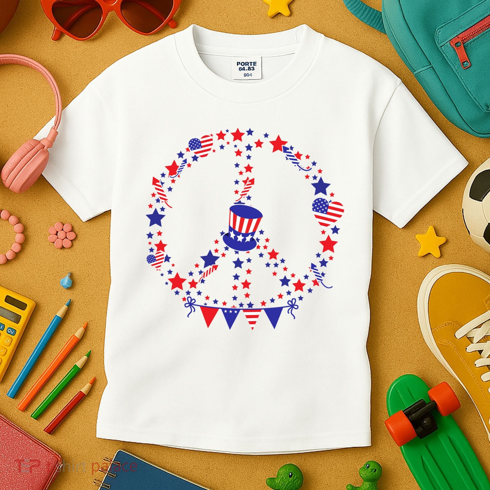 4th Of July Patriotic Peace Sign Kids T-Shirt