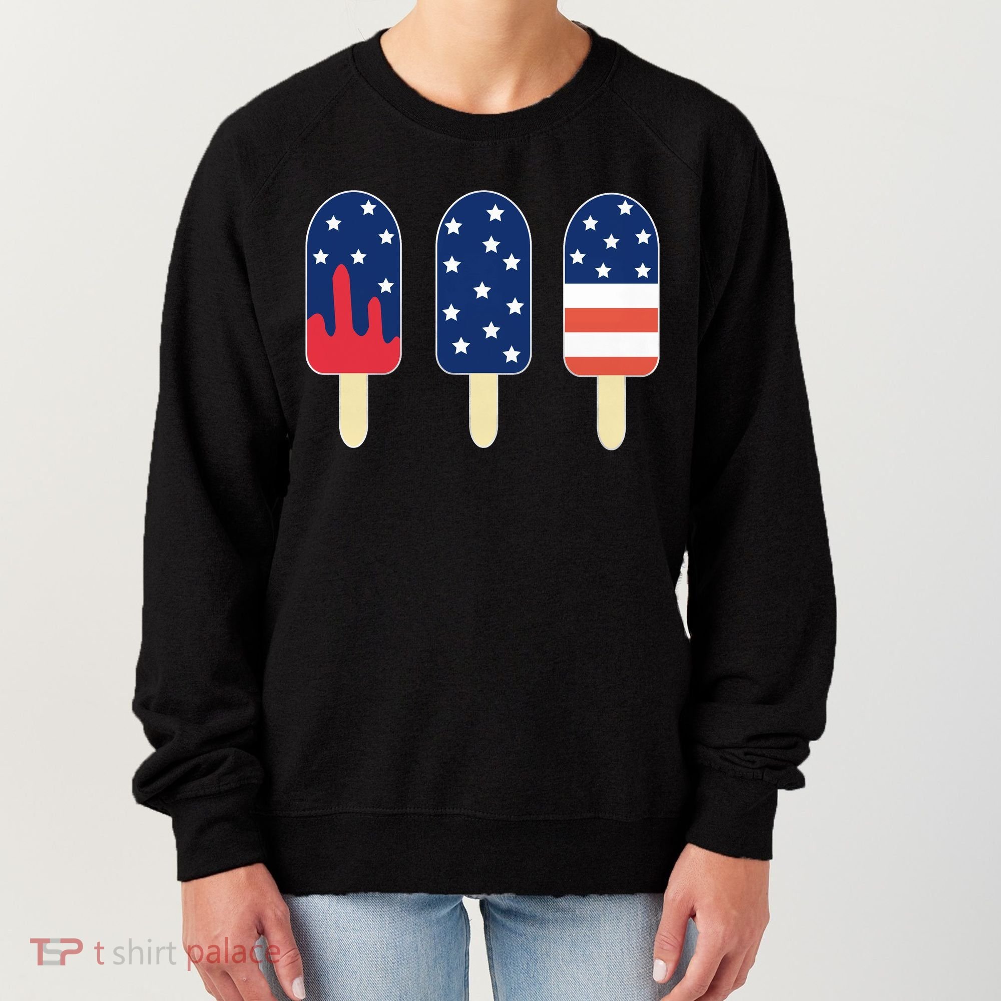 4th of July Popsicle Red White Blue American Flag Women's Sweatshirt