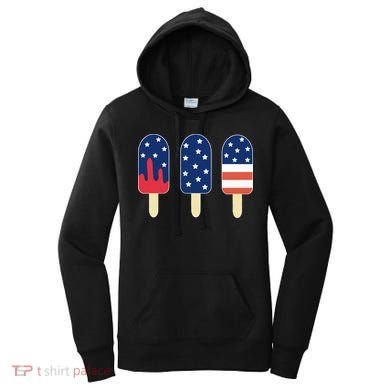 4th of July Popsicle Red White Blue American Flag Women's Hoodie