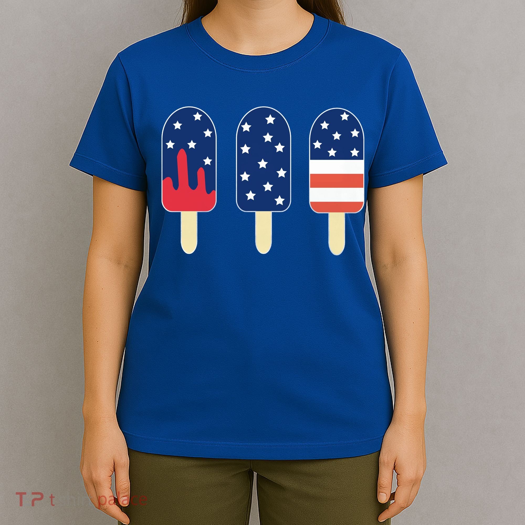 4th of July Popsicle Red White Blue American Flag T-Shirt