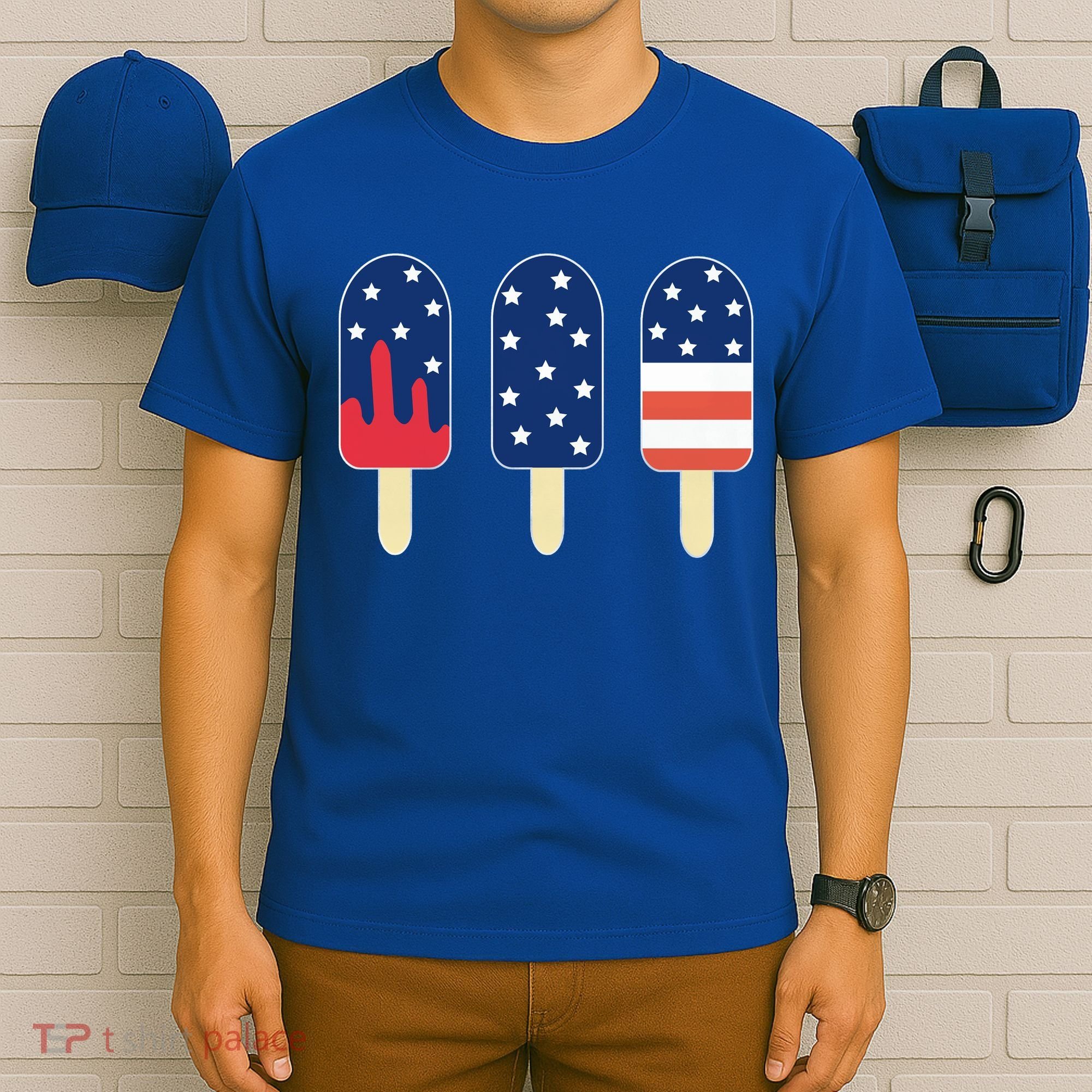 4th of July Popsicle Red White Blue American Flag T-Shirt