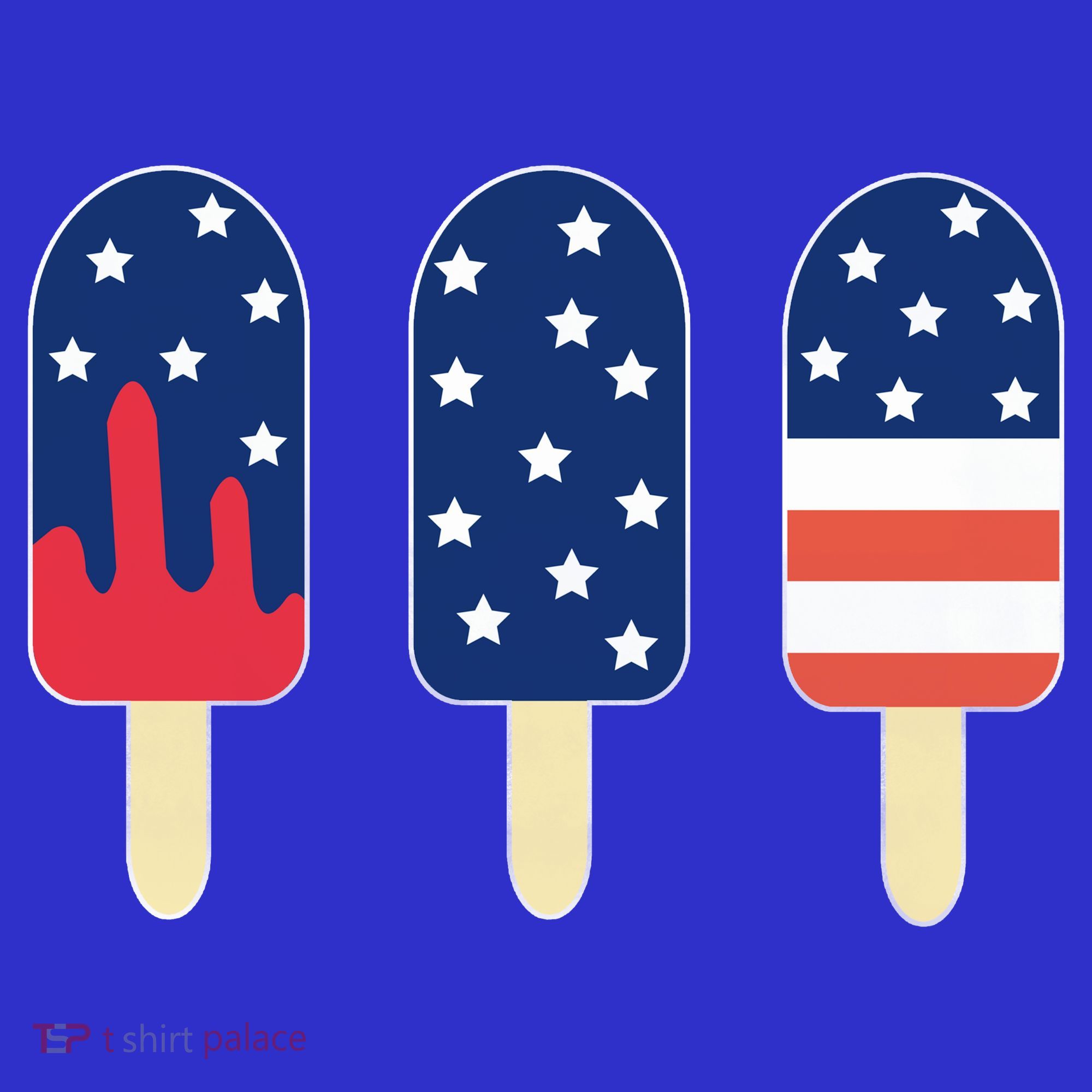 4th of July Popsicle Red White Blue American Flag Button