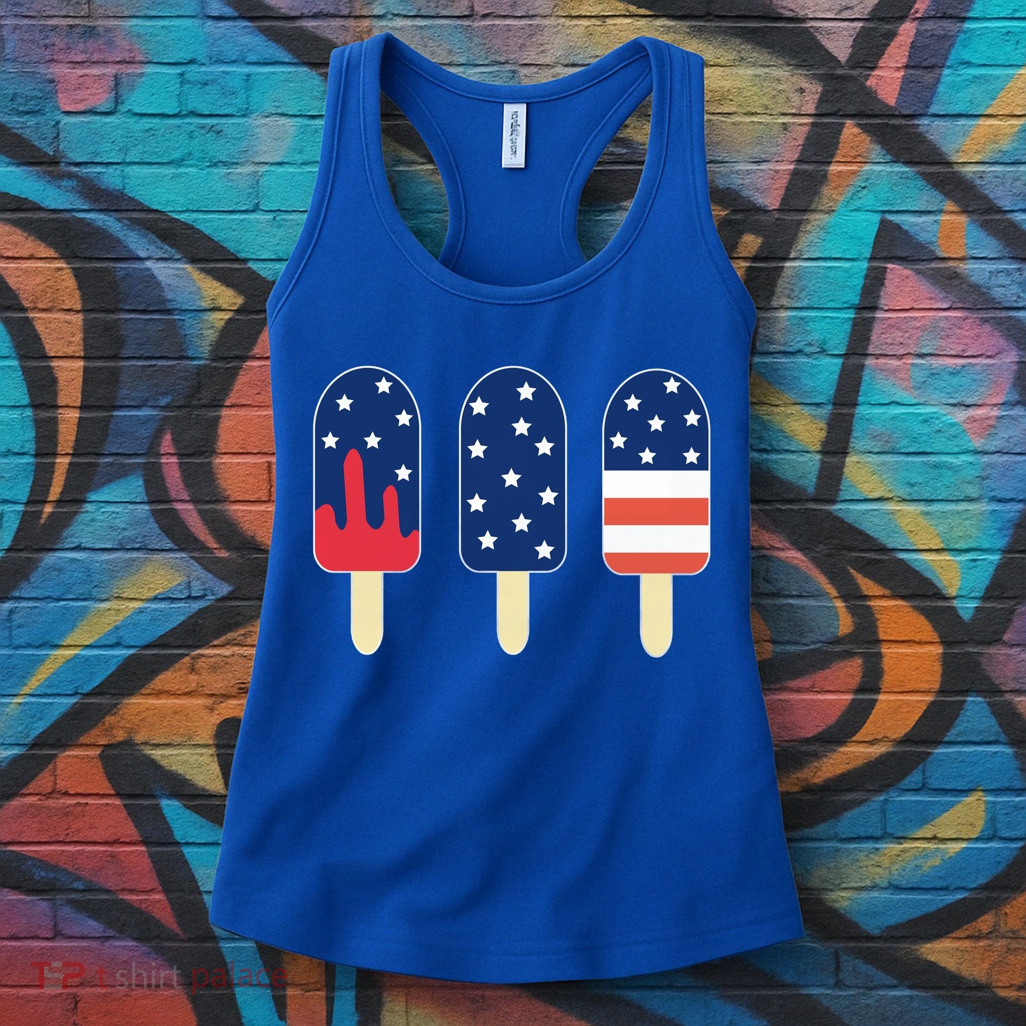 4th of July Popsicle Red White Blue American Flag Women's Tank Top