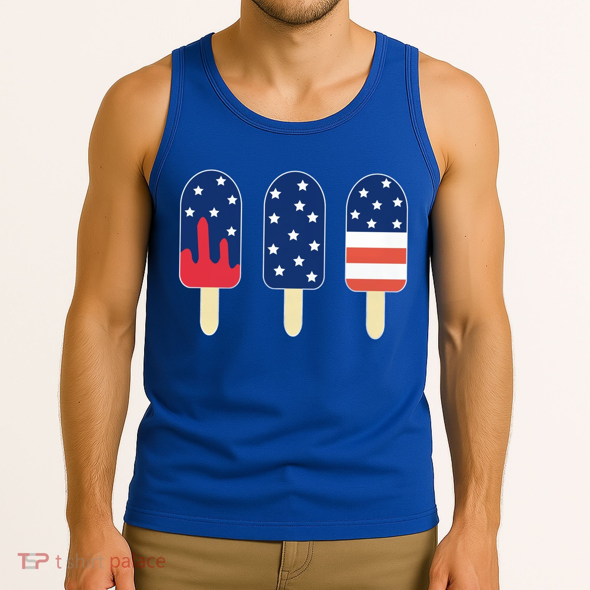 4th of July Popsicle Red White Blue American Flag Tank Top