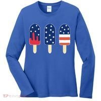 4th of July Popsicle Red White Blue American Flag Women's Long Sleeve Shirt thumb 0