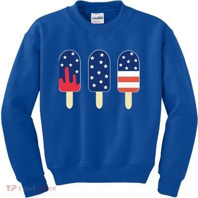 4th of July Popsicle Red White Blue American Flag Kids Sweatshirt