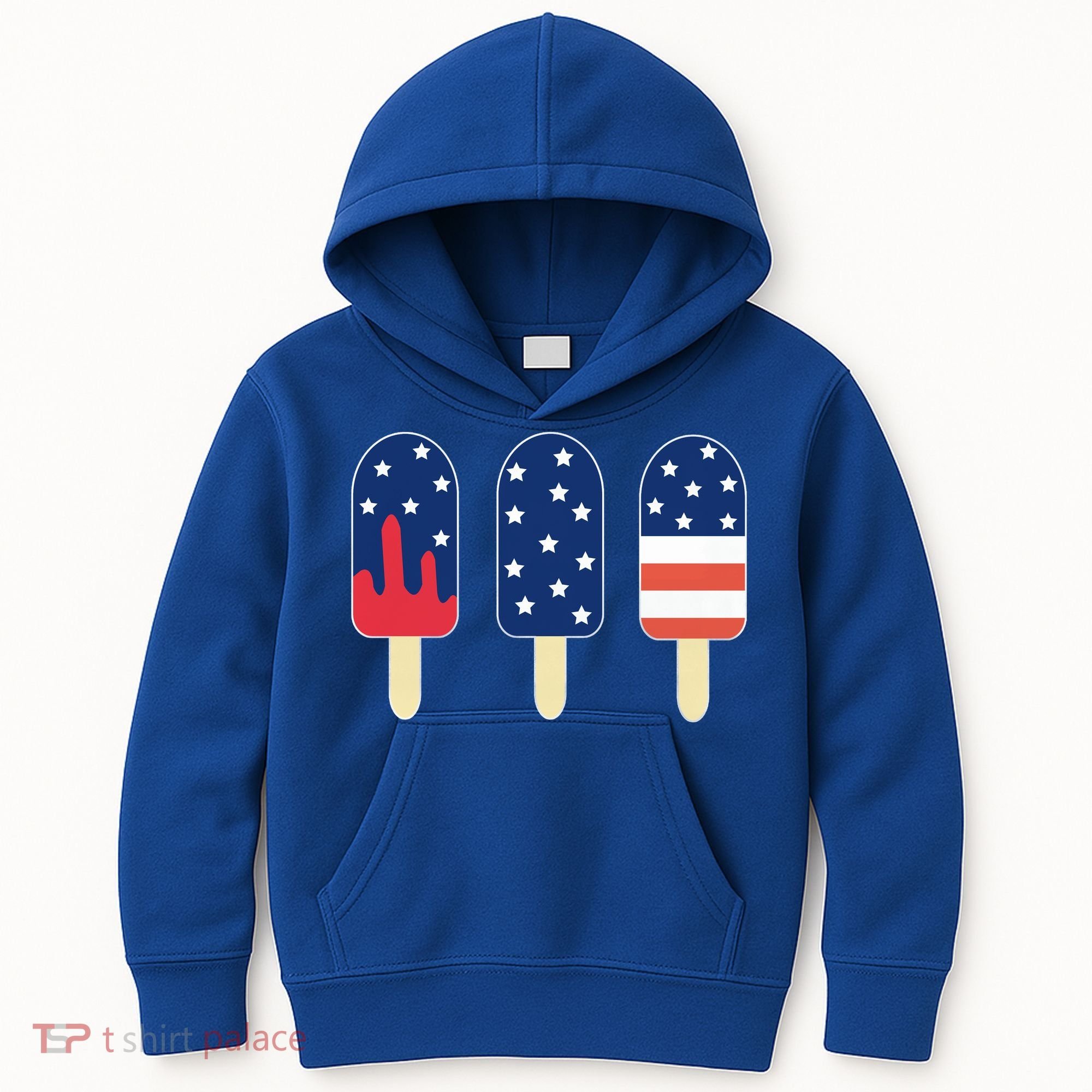 4th of July Popsicle Red White Blue American Flag Kids Hoodie