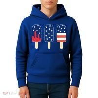 4th of July Popsicle Red White Blue American Flag Kids Hoodie thumb 4