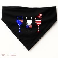4th Of July Red White Blue Wine USA Glasses USA-Made Doggie Bandana thumb 0