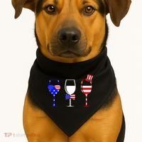 4th Of July Red White Blue Wine USA Glasses USA-Made Doggie Bandana thumb 1