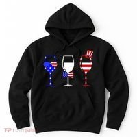 4th Of July Red White Blue Wine USA Glasses Hoodie thumb 0
