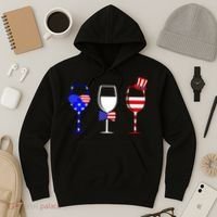 4th Of July Red White Blue Wine USA Glasses Hoodie thumb 3