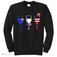 4th Of July Red White Blue Wine USA Glasses Sweatshirt thumb 0