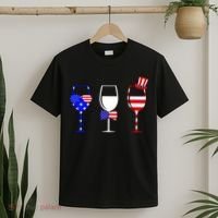 4th Of July Red White Blue Wine USA Glasses T-Shirt thumb 2