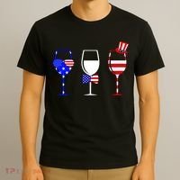 4th Of July Red White Blue Wine USA Glasses T-Shirt thumb 3