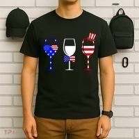 4th Of July Red White Blue Wine USA Glasses T-Shirt thumb 6